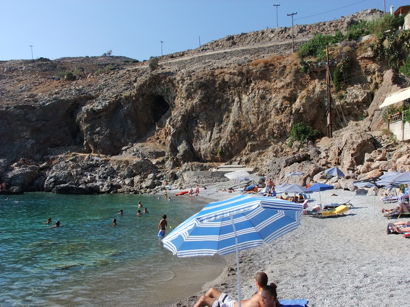 Foto van Vrissi beach gedeeltelijk resortgebied