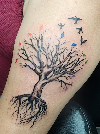 Explore autumn tattoo ideas, creative tattoo ideas in Minocqua, available at Walking Arts Tattoos