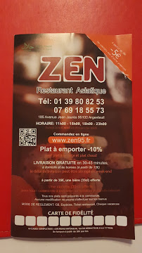 Menu / carte de zen. à Argenteuil