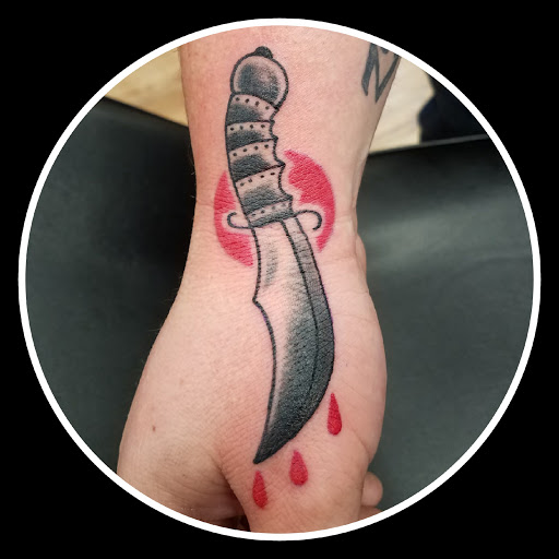 Explore ice hockey tattoo ideas, creative tattoo ideas in Lees Summit, available at Bleeding Heart Tattoo