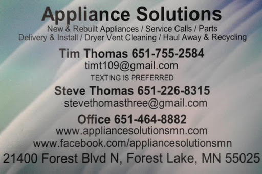 Appliance Store «Appliance Solutions», reviews and photos, 21400 Forest Blvd N, Forest Lake, MN 55025, USA