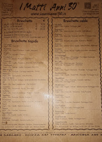 I Matti Anni 30 à Bologna menu