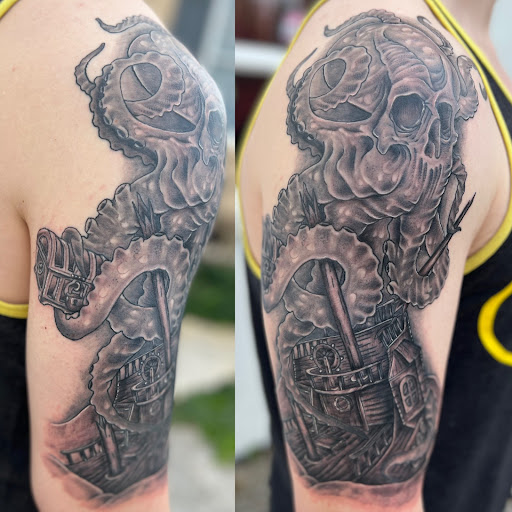 Explore guy wrist tattoo ideas, creative tattoo ideas in Vincennes, available at Silver Owl Tattoo