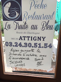 Restaurant bistronomique la truite au bleu à Attigny menu