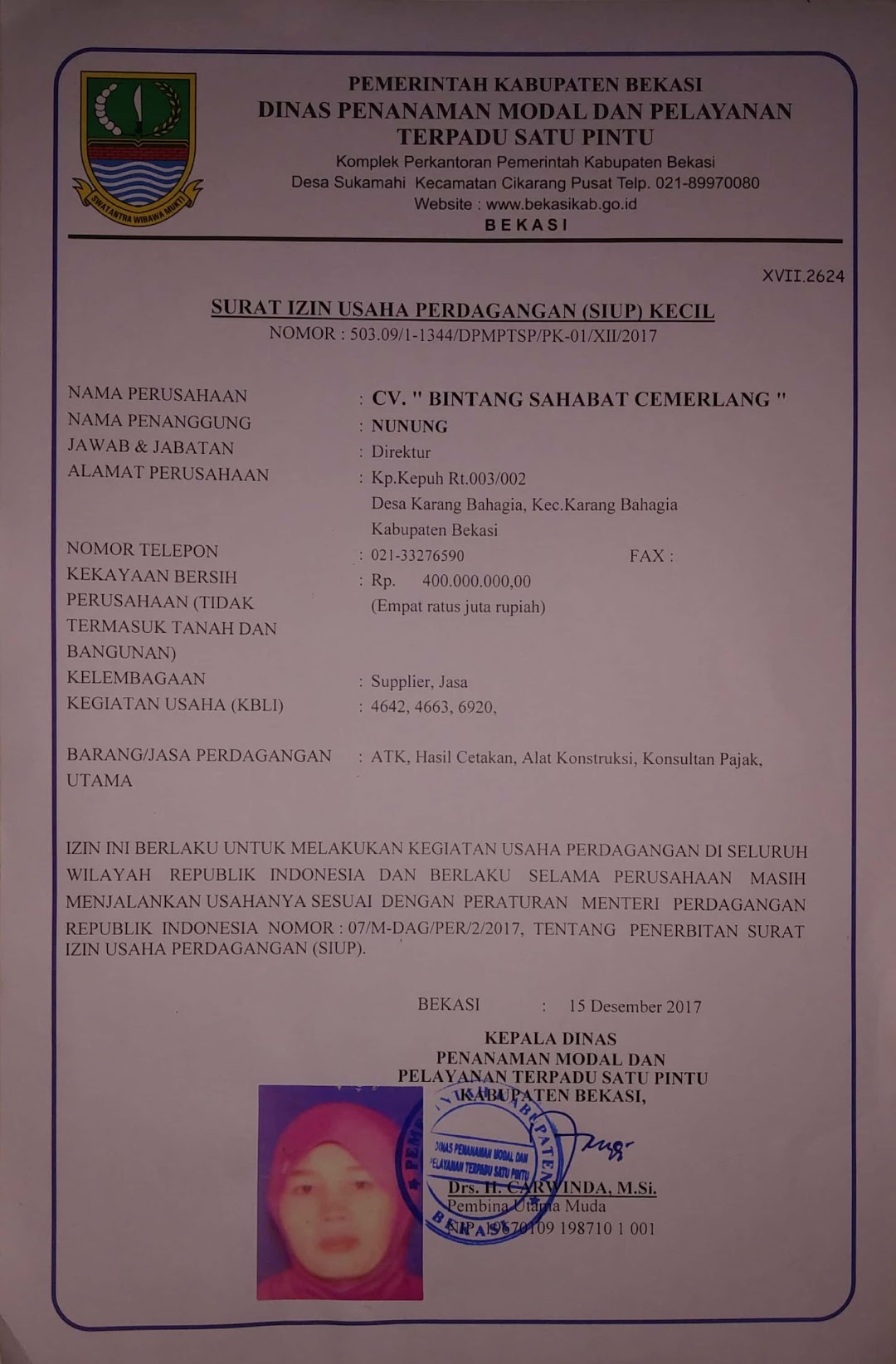 Kantor CV BINTANG SAHABAT CEMERLANG