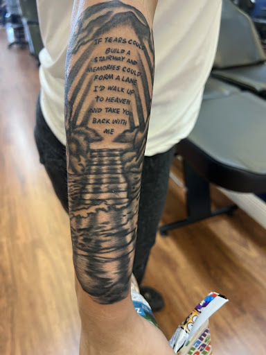 Explore tattoo shoulder ideas, creative tattoo ideas in Cocoa, available at Rorschach Tattoo Shop and Piercing Studio