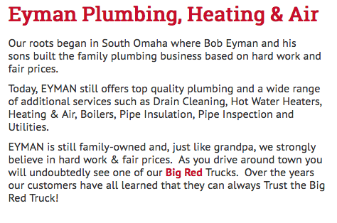 Plumber «Eyman Plumbing Heating & Air», reviews and photos, 8506 S 117th St, La Vista, NE 68128, USA