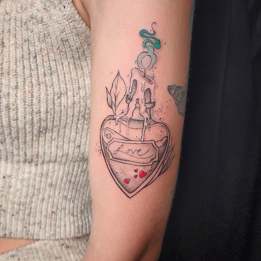 Explore arm cross tattoo ideas, creative tattoo ideas in Minocqua, available at Whisky Rose Tattoo Parlor