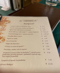 Menu / carte de Ristorante da Armida - Le Cervare à Montelupone