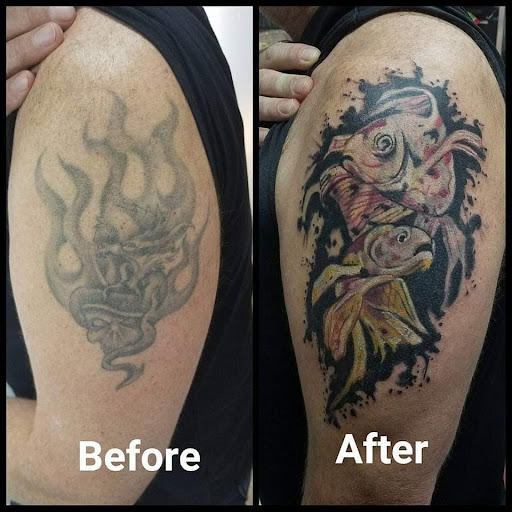 Explore da vinci tattoo ideas, creative tattoo ideas in Vinton, available at Cherry Bomb Tattoo and piercing