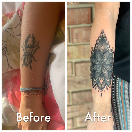 Explore mens sleeve tattoo filler ideas, creative tattoo ideas in Tallmadge, available at Killjoy tattoo