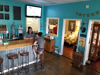 Brewing tanks in a taproom