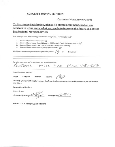 Moving and Storage Service «Congers Moving Services ODOT#165666», reviews and photos, 430 56th St, Springfield, OR 97478, USA