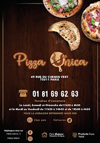 Pizza Unica à Paris carte
