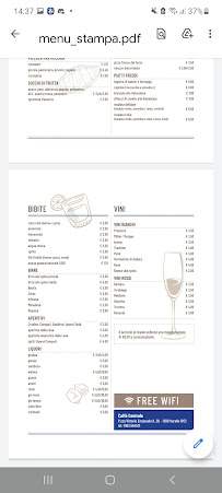 Menu / carte de Caffe Centrale à Varallo