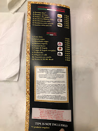 Menu du Miniera d'Oro à Milan