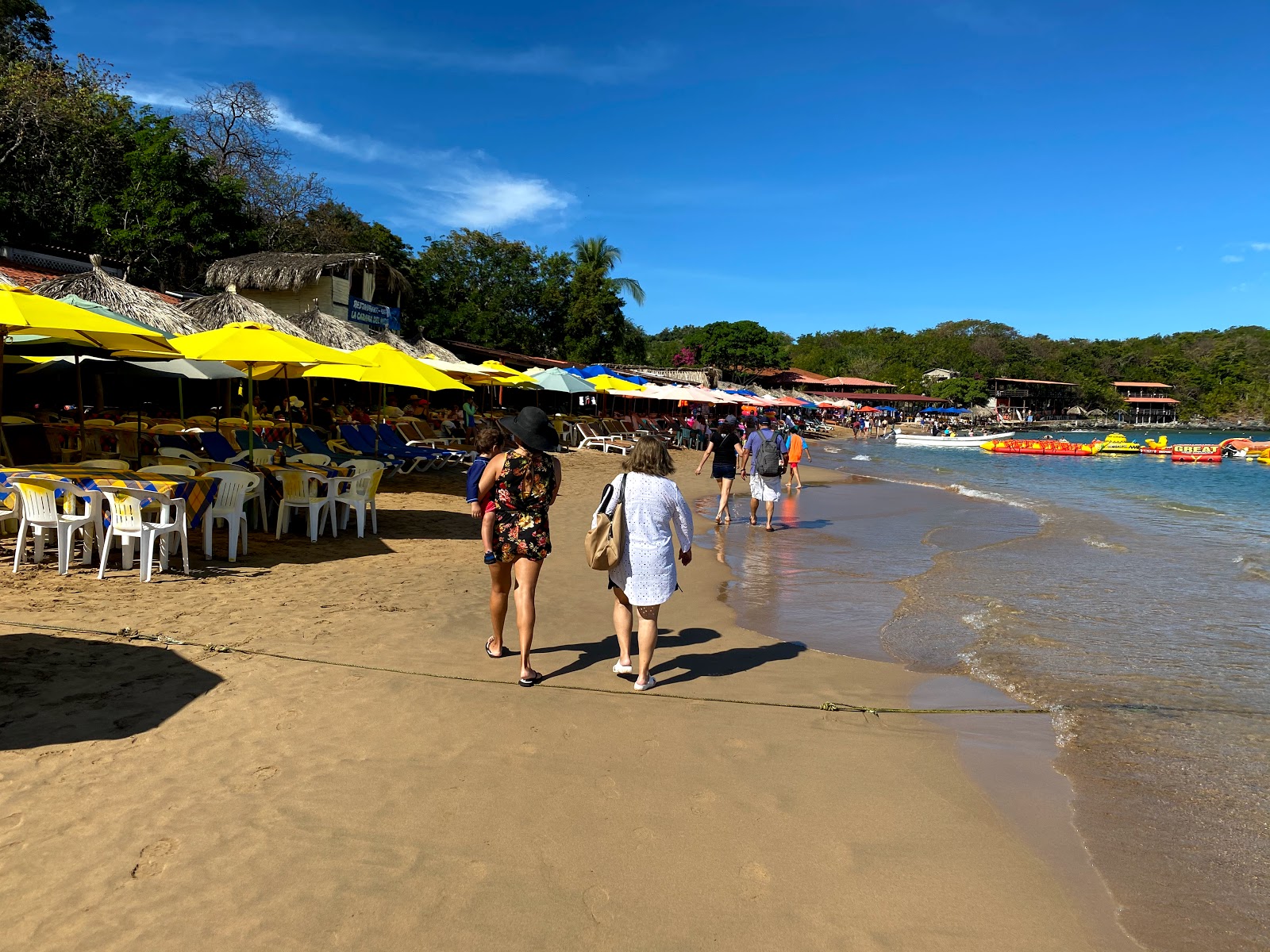 Foto von Playa Cuachalalate von Klippen umgeben