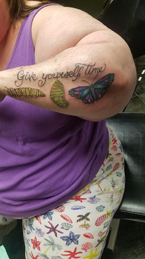 Explore halloween couple tattoo ideas, creative tattoo ideas in Merrillville, available at Bugaboo Tattoo