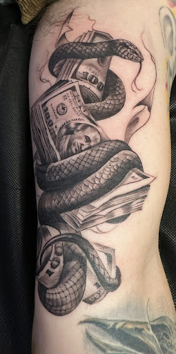 Explore hip thigh tattoo ideas, creative tattoo ideas in Riverside, available at The Madd Tatterz Tattoo Parlor