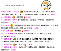Carte du Ateepeek burger à Saint-Vincent-sur-Graon
