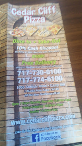 Pizza Restaurant «Cedar Cliff Pizza», reviews and photos, 1055 Carlisle Rd, Camp Hill, PA 17011, USA