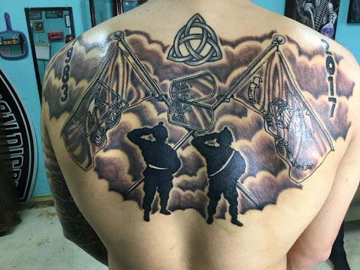 Explore hairdresser tattoo ideas, creative tattoo ideas in San Antonio, available at Pleasant Dreams Co Tattoo Studio llc