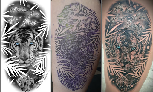 Explore heart tattoo ideas with names, creative tattoo ideas in Lakeview, available at Backwoods Tattoo Studio