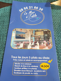 Menu / carte de La Mer à Table (restaurant) à Le Barcarès