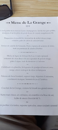 Restaurant La Grange à Bayonne carte