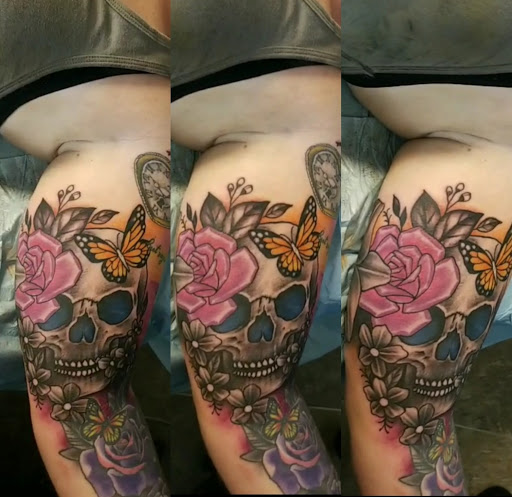 Explore tattoos behind ear ideas, creative tattoo ideas in Albany, available at Tat Jones Ruthless Tattoos L.L.C.