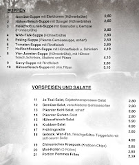 China-Restaurant Nanjing à Herzberg am Harz carte