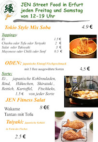 Carte du JEN Japanische Ramen Küche - JW Kollegen GmbH à Jena