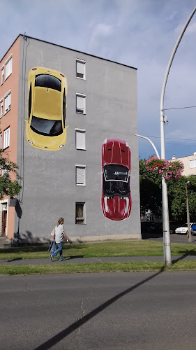 Falfestmény - Sárga és piros autó (2013) - Grafikus