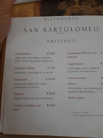 Ristorante Pizzeria San Bartolomeo à Gubbio carte