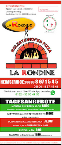 Pizzeria Heimservice La Rondine à Riegelsberg menu