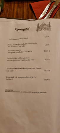 Menu / carte de Schneckenhof - Andreas Winterhalder à Eisenbach