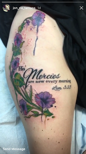 Explore song lyric tattoo ideas, creative tattoo ideas in Bloomington, available at Evil by the Needle Custom Tattoo and Piercing Studio