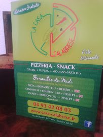 Menu / carte de Pizzeria La Casa Calabrese à Grasse