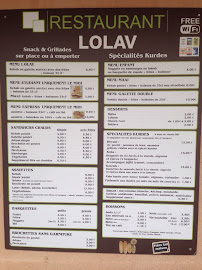 Menu / carte de Lolav à Brioude