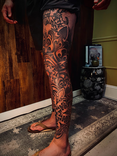 Explore fishing pole tattoo ideas, creative tattoo ideas in Hudson, available at The Bohemian Social Club