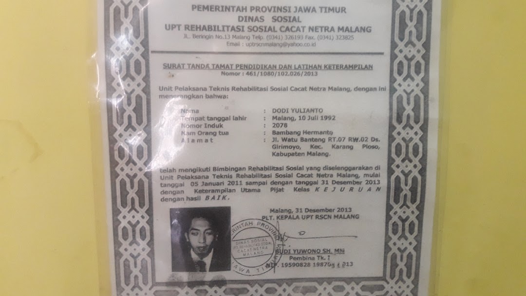 Rumah Pijat Tunanetra Bersertifikat Dodi Yulianto