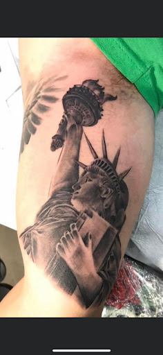 Explore skier tattoo ideas, creative tattoo ideas in Oak Forest, available at Silver Raven Tattoos