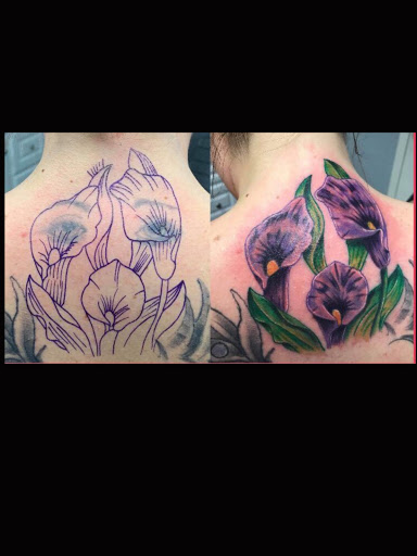 Explore cross tattoo cover up ideas, creative tattoo ideas in Greenfield, available at Tattoos In Time Studio