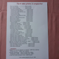 Menu / carte de Les Délices de Ty Hien à Chateaulin