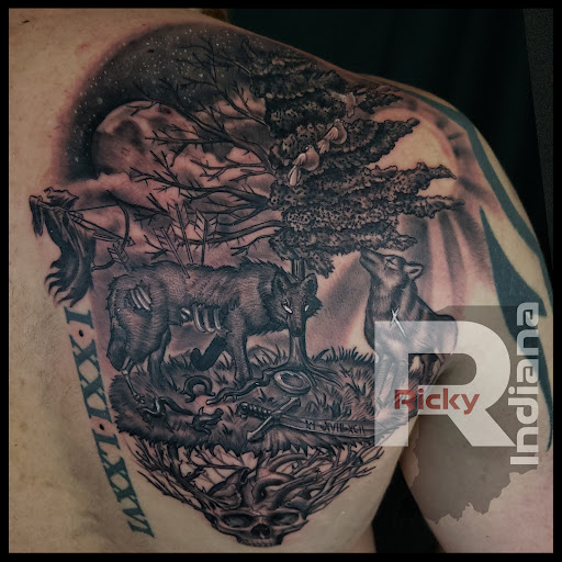 Explore under butt tattoo ideas, creative tattoo ideas in Terre Haute, available at Birds of Valhalla Tattoos and Fine Art