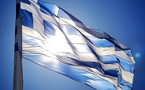 Greek Flag of Athens Acropolis image