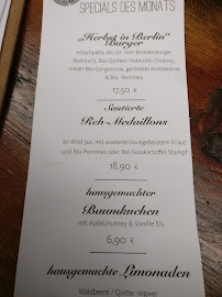 Hirsch & Eber à Berlin menu
