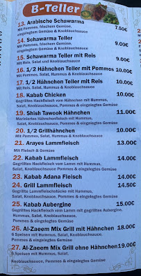 Menu / carte de Alzaeem Restaurant مطعم الزعيم à Berlin