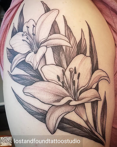 Explore dog tattoo ideas for guys, creative tattoo ideas in Cranford, available at Lost & Found Tattoo Studio