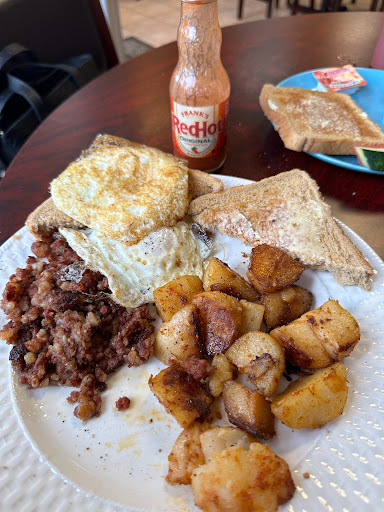 Eggs and corned beef hash. Solid diner breakfast. 